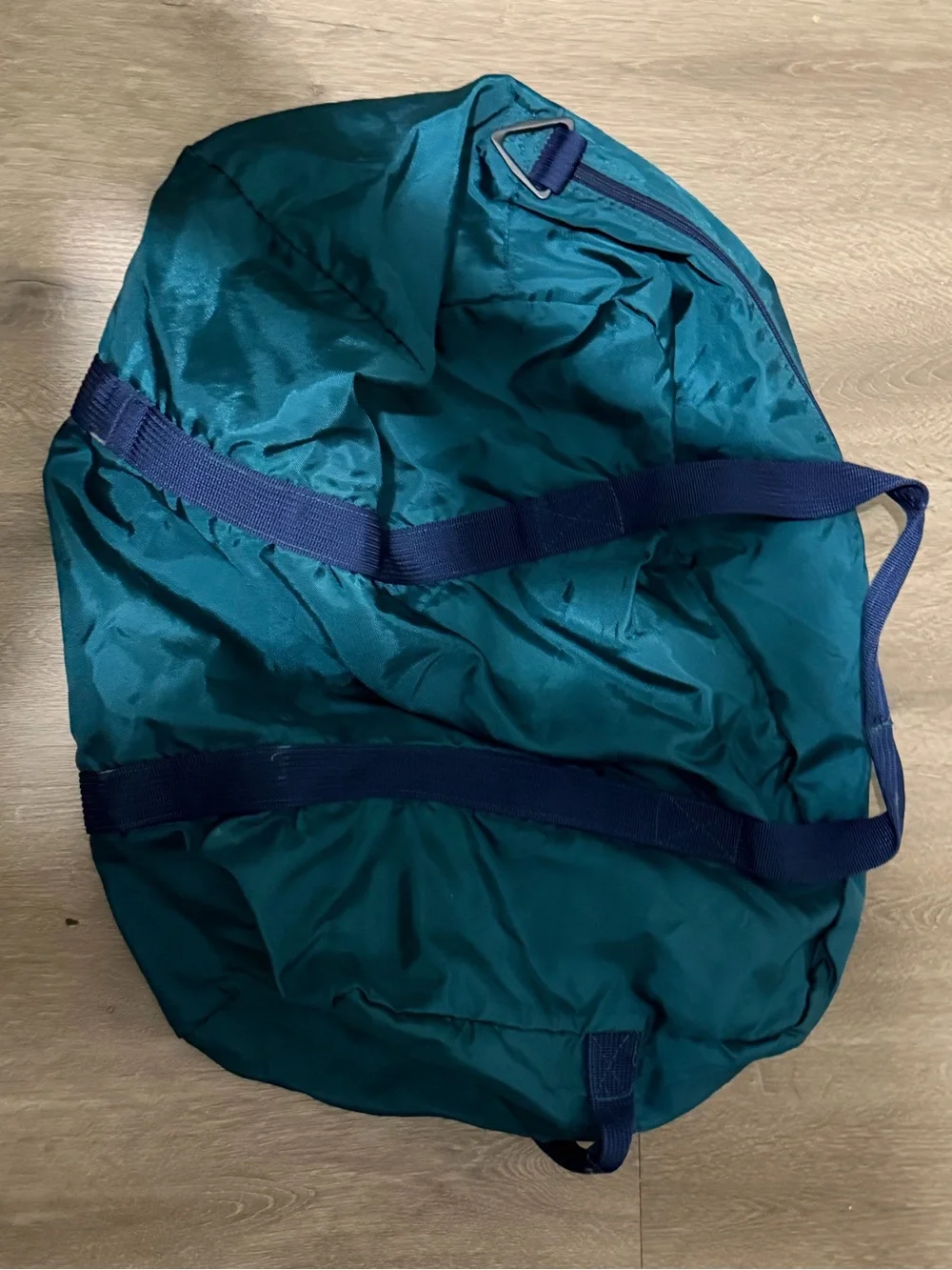 Vintage Nike Teal Duffel Bag with Red Logo